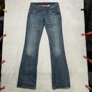 Levi's 508 Demi Boot Jeans Womens Blue Denim Stretch Low Rise Zip Fly - 30X35